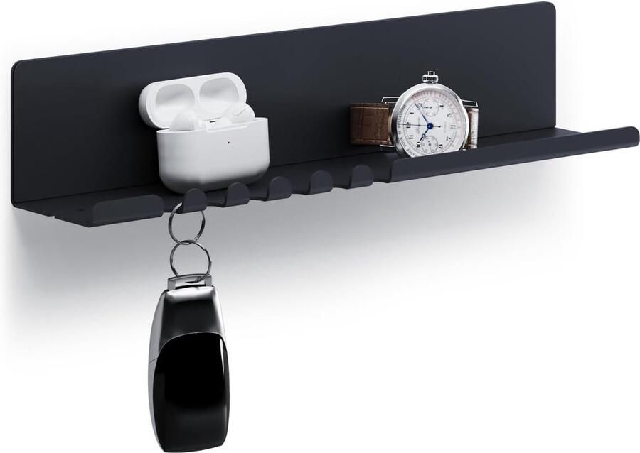 JGS Moderne Minimalistische Wandplank met Haakjes en Kabelhouder voor Multifunctioneel Gebruik