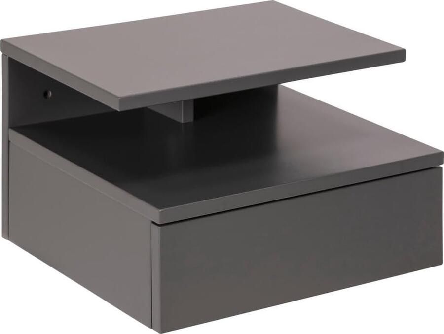 JGS Nachtkastje met lades lichtgrijs 1 stuk minimalistische stijl klein aan de muur te bevestigen nachtkastje B35 x H22 5 x D32 cm