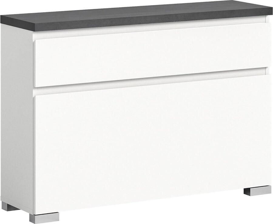 JGS Schoenenkast Ladenkast in Body en Front Wit Nb. Bovenste Plank in Industrieel Grijs Ca. 95 x 67 x 27 cm