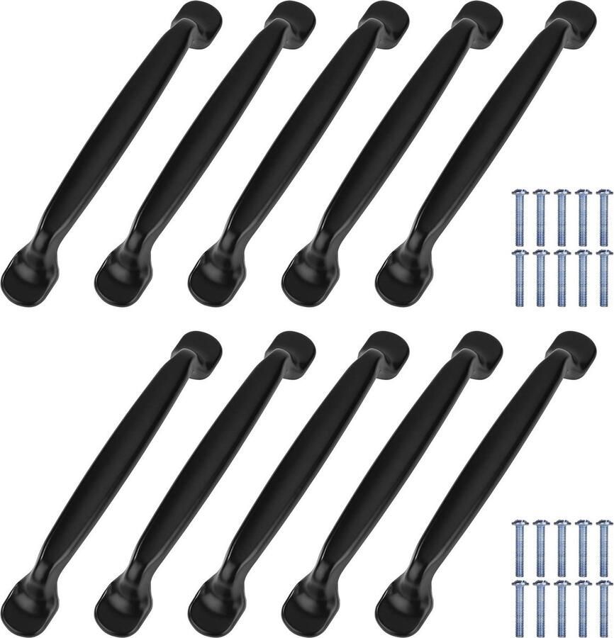 JGS Moderne Zwarte Deurgrepen Set van 10 voor Meubels en Kasten