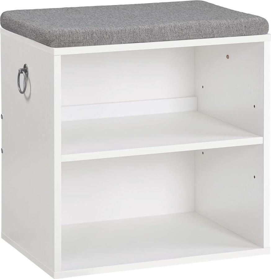 JGS Multifunctioneel Schoenbankje met Verstelbare Compartimenten en Comfortabel Kussen