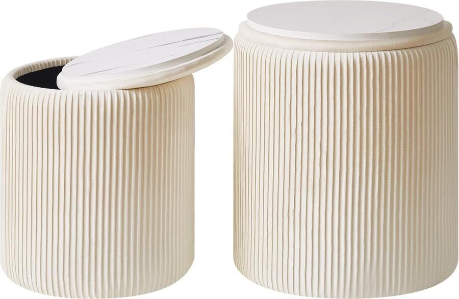 JGS Multifunctionele Fluwelen Voetenbank met Opslag en Moderne Uitstraling voor Woon- en Slaapkamer