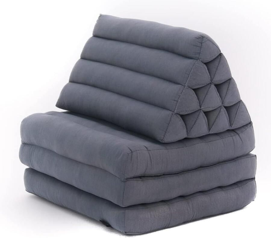 JGS Multifunctionele Japanse Futon Matras met Thais Driehoekig Kussen – 170 x 53 cm Antraciet