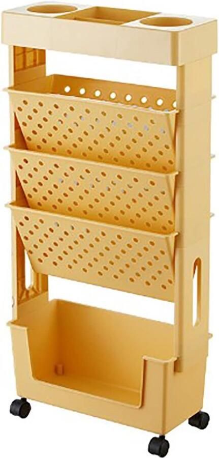 JGS Multifunctionele Mobiele Opbergeenheid met 5 Niveaus en Verplaatsbare Wielen voor Ruimtes