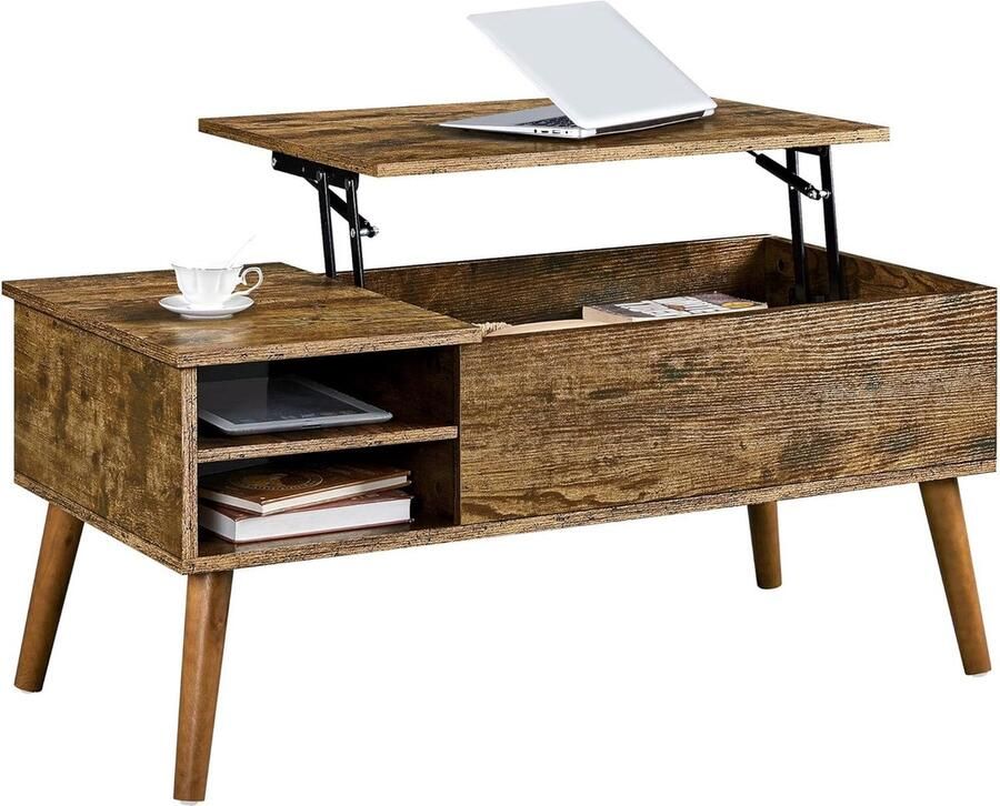 JGS Multifunctionele Salontafel met Verstelbaar Blad en Verborgen Opbergruimte voor Woonkamer of Kantoor