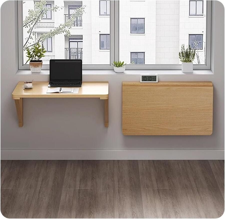 JGS Multifunctionele Wandklaptafel van Massief Hout Compact en Ruimtebesparend 60 x 40 cm