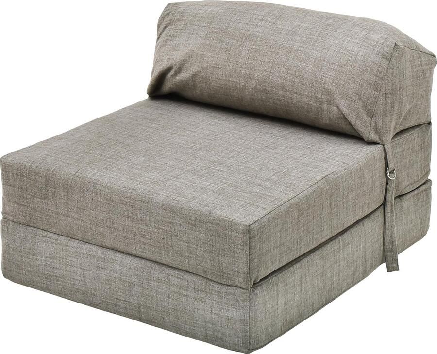 JGS Opvouwbare Comfortabele Matrasbank voor Logeerkamer en Slaapkamer met Hoofdsteun in Grijs