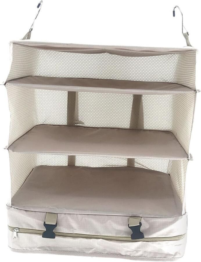 JGS Opvouwbare Hangende Kledingkast Organizer met Drie Ruime Vakken voor Slaapkamer Woonkamer en Reizen