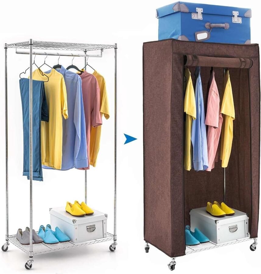 JGS Opvouwbare Kledingkast op Wielen met Stabiel Ontwerp en Beschermende Hoes