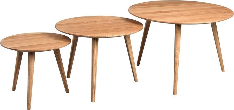 JGS Stijlvolle Ronde Salontafel van Massief Eikenhout in Olie Afwerking Ø 60cm