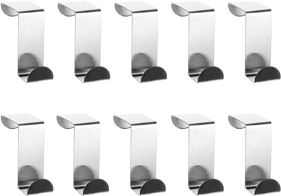 Allecto Premium 10 stuks roestvrijstalen deurhaken Z-vormige hangende haken voor keuken en badkamer Set van deurhaakjes voor kast en lade