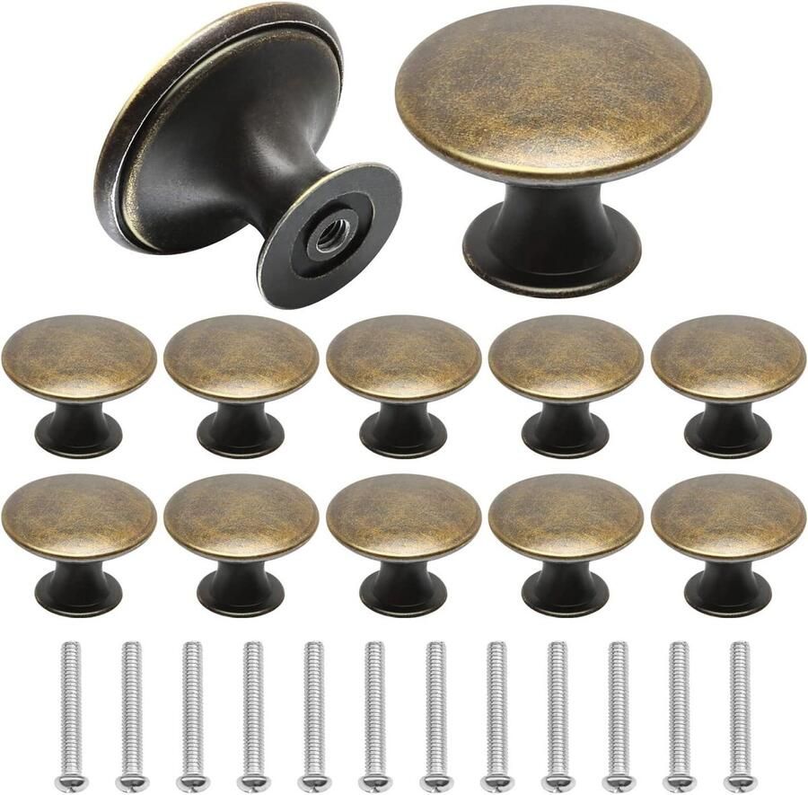 Allecto Premium Vintage Brons Kast Deurknoppen 12 Stuks Paddestoel Design Inclusief Schroeven