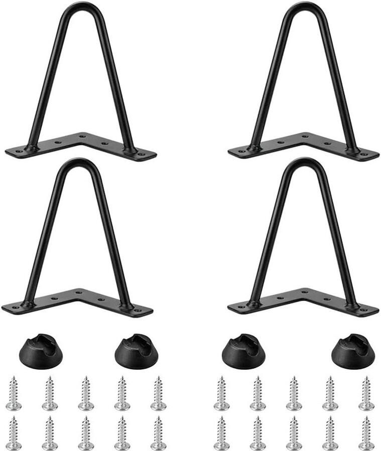 JGS Premium 4 stuks Haarpin Tafelpoten 15cm Metaal Koffietafel met 20 Schroeven Tafelonderstel Metaal Zwart IJzeren Tafelpoot Koffietafel Poot voor Doe-het-zelf Stoel Meubels