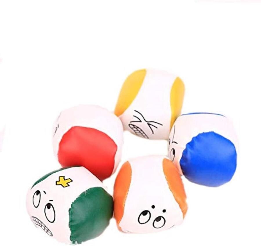 JGS Premium 5-delige set mini-zitzak jongleerballen met emoji design voor jong en oud