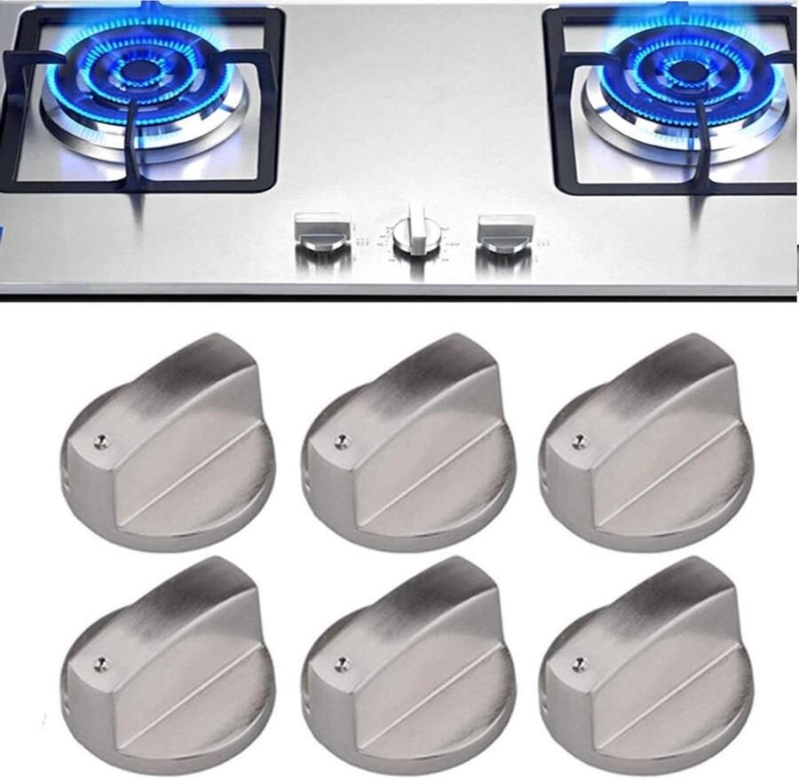 JGS Premium 6-delige set universele gasfornuis knoppen van zinklegering