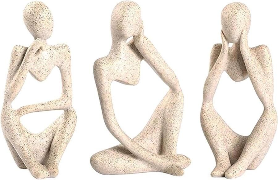 JGS Premium Abstracte kunstfiguren standbeelden voor woonkamerdecoratie en kantoor Decoratieve sculptuur voor boekenkast en slaapkamer Modern design met rotsen Decoratiebeeld voor thuis