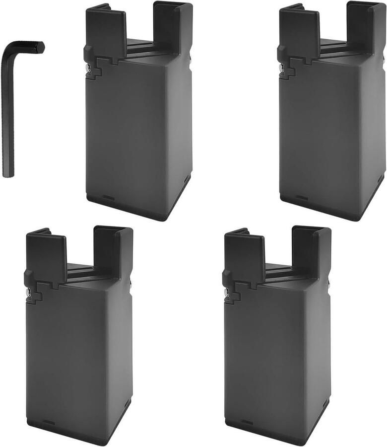 JGS Premium Bedverhogingen 4 stuks 10 cm zwart verstelbaar meubelverhoging tafelverhoging stoelverhoging meubelverhoger voor stoelpoot diameters 22-42 mm