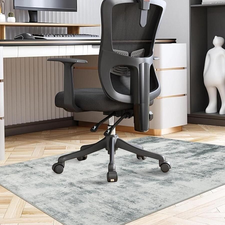 Allecto Premium Bureaustoelmat harde vloer 90 x 120 cm Grijs Vloerbeschermer thuiskantoor Antislip Wasbaar