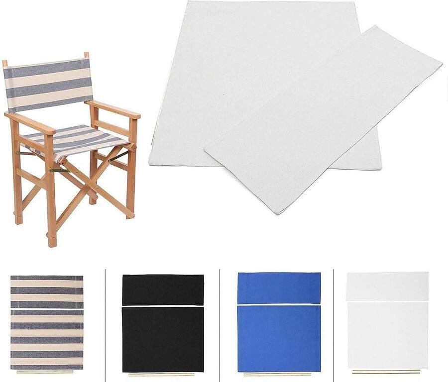 JGS Premium Casual Canvas Stoelhoes Set voor Directeursstoel en Kruk Duurzaam en Verwisselbaar Cover Kit