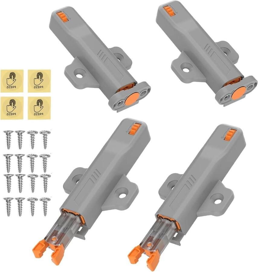 JGS Premium Drukdeuropener voor kasten Set van 4 stuks Heavy duty 40N veer Kliksluiting Voor keukenkasten kledingkasten en ladevergrendeling