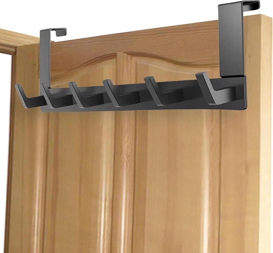 JGS Premium EHIOG Deurkapstok met 6 Haken Zonder Boren Kledinghaken voor Deuren Badkamer met Handdoekrek