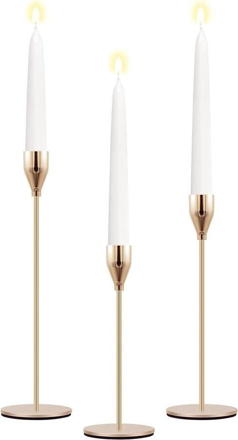 JGS Premium Gouden kandelaars Set Messing Metalen Taper Kandelaar Houders Eettafel Middenstuk Vintage Decoratieve Moderne Kandelaar Kaarsenstok Houder Stands Bruiloft Kerstfeest Decoratie