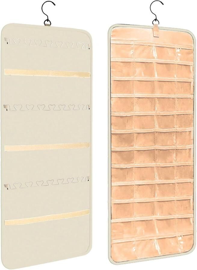 JGS Premium Hangende sieradenorganizer met opbergvakken en ophanglus Wit Voor kaptafel en kledingkast