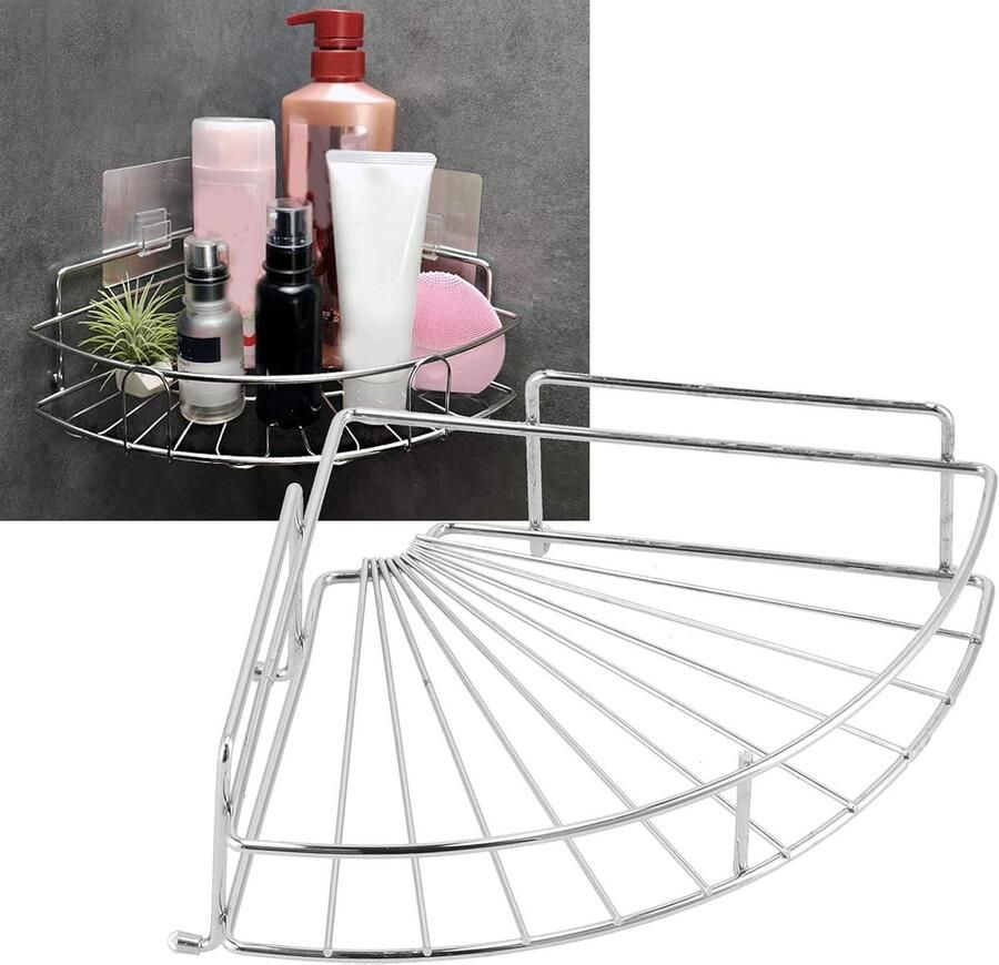 JGS Premium Hoekplank voor Badkamer met Holle Driehoek en 2 Zuignappen Ideaal voor Toilet en Keukenwandmontage