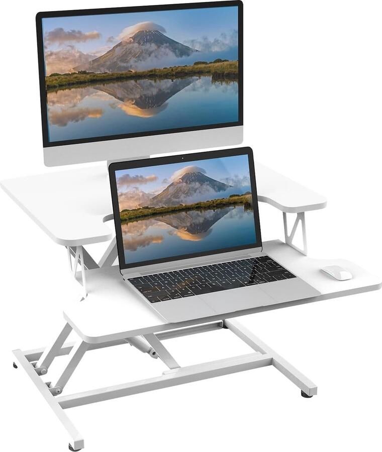 JGS Premium In Hoogte Verstelbaar Sta-Bureau Ergonomisch Werkstation 55 x 40 cm Snelle Zit-Sta Transformatie