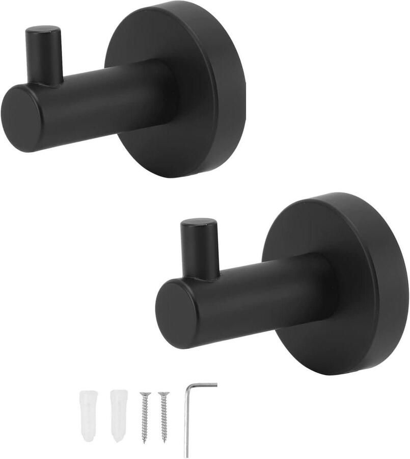 JGS Premium Kapstok Haak Mat Zwart RVS Hanger Badkamer Keuken Organisator