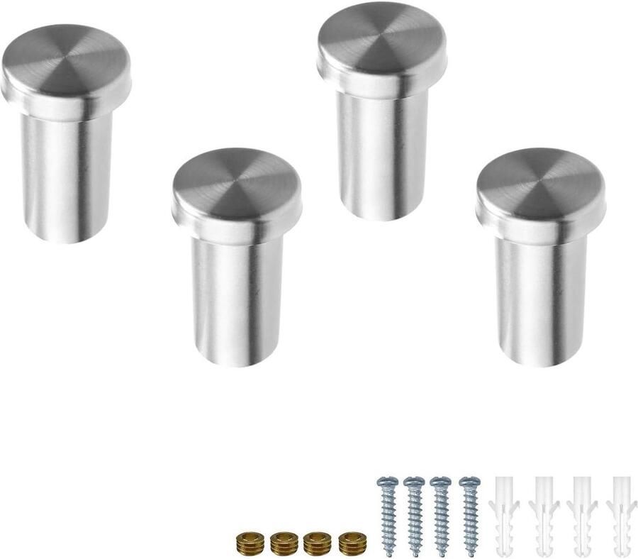 Allecto Plus 4-delige Kapstokhaken in Zilverkleurig Roestvrij Staal Handdoekhanger en Haken voor Thuis Entree Keuken en Badkamer