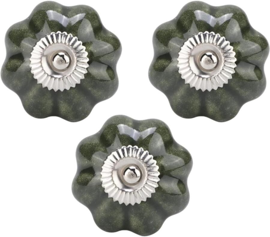 JGS Premium Keramieken Pompoelknoppen voor Thuisdecoratie Deur Lade Kast Ladehandgrepen voor Meubelknoppen Kastbeslag Kleine Maat (Donkergroen)