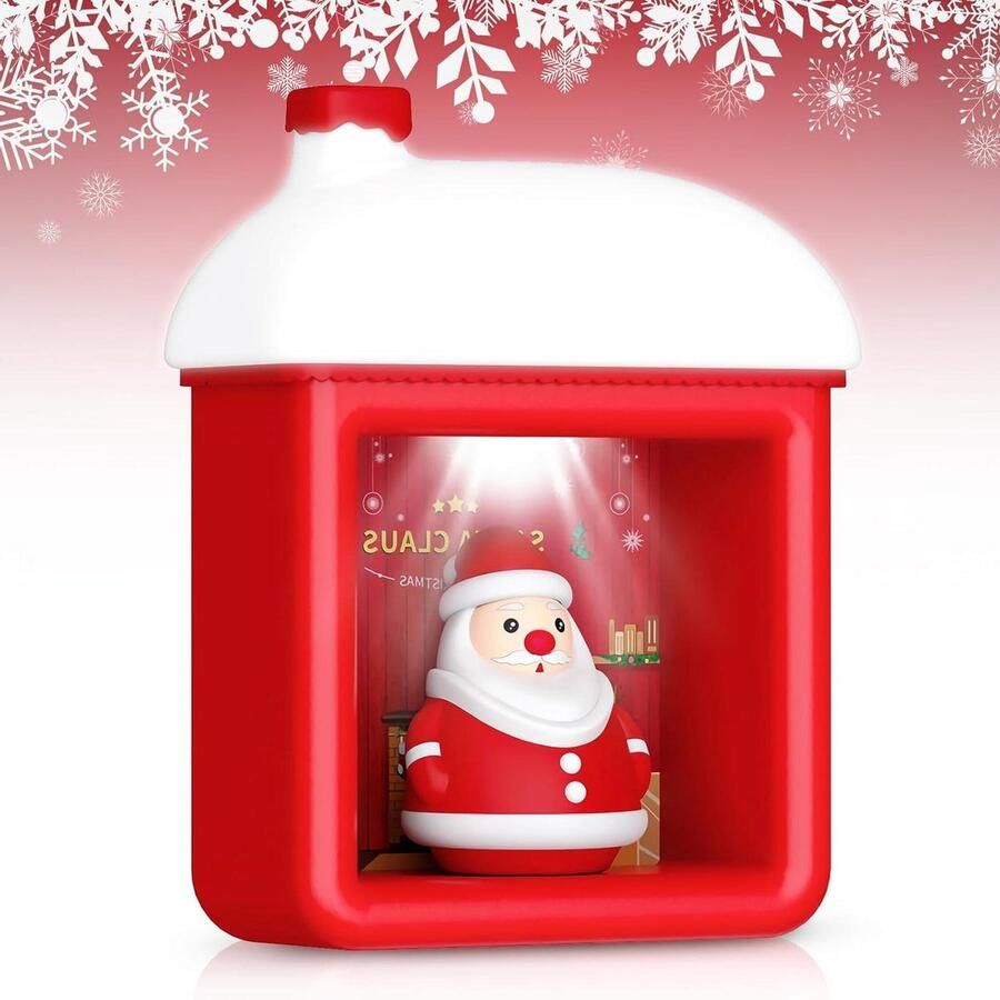 JGS Premium Kerstnachtlicht Sneeuwhuis met Magnetische Kerstman USB Siliconen Kerstlampen Muur Monteerbare Desktop Lamp Kerst Decoratie Compatibel met Kerstcadeaus Merry Christmas Gifts