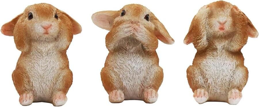 JGS Premium Konijn Decoratie voor op tafel Houten Konijn Beeldje Woonaccessoires