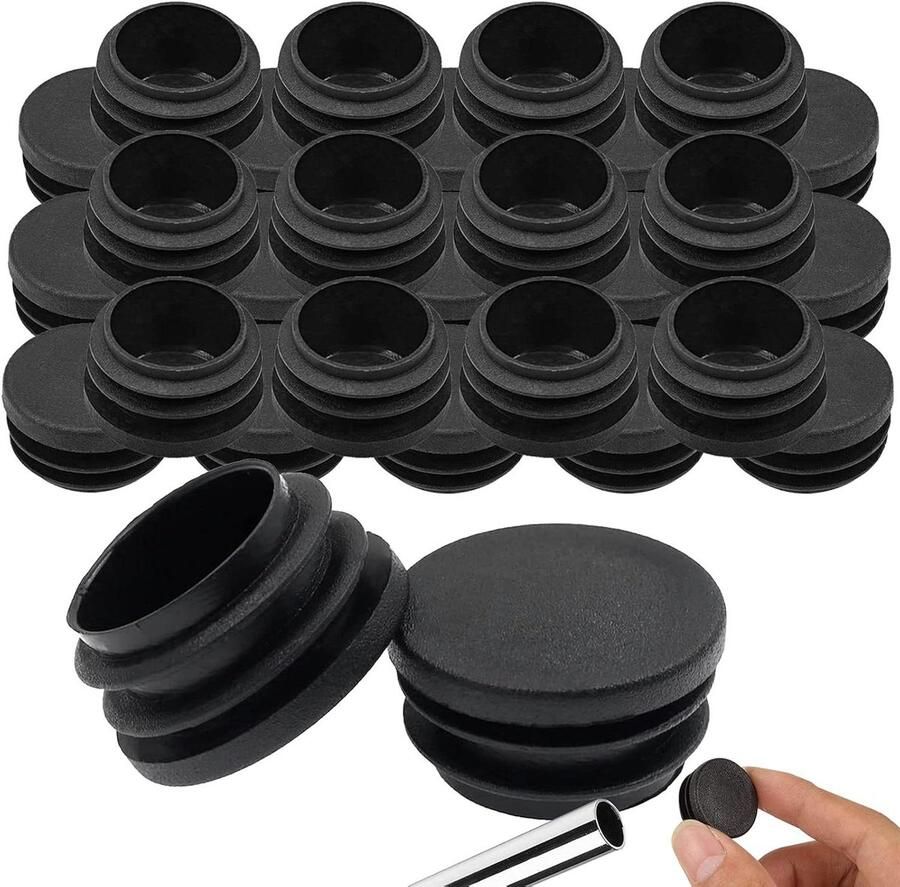 JGS Premium Lamellenpluggen voor ronde kunststof buisstoppen zwart 30 stuks Geschikt voor stoelpoten stalen buizen tafels stoelen wandelstokken