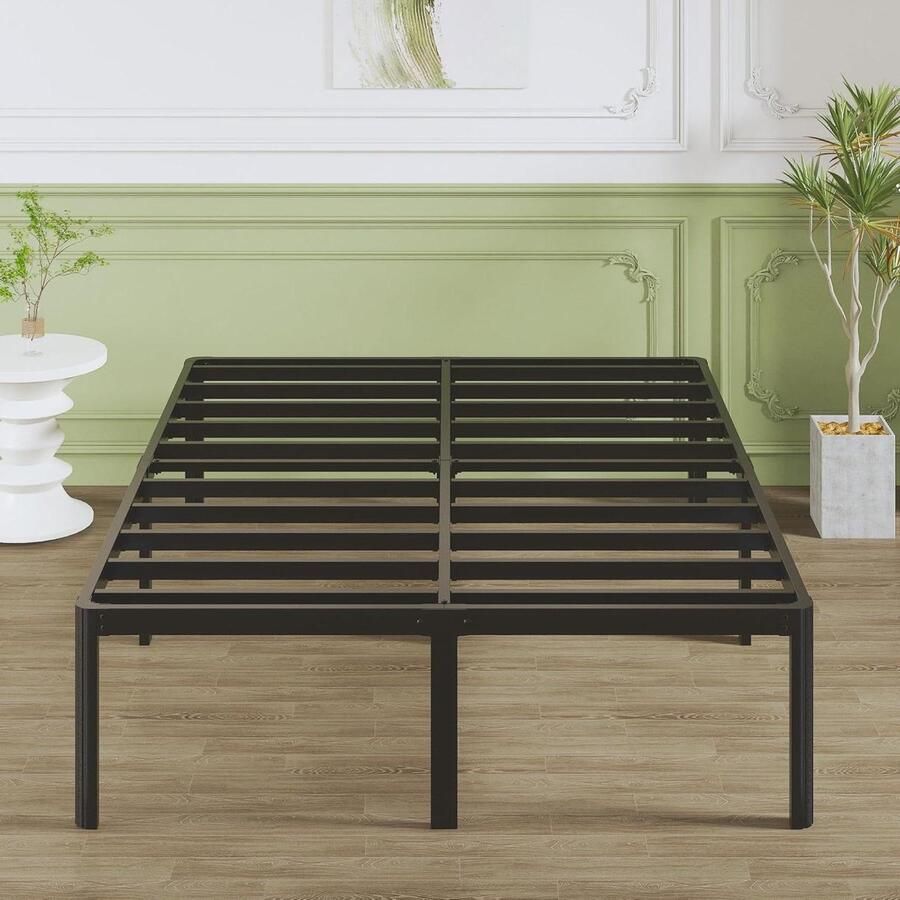 JGS Premium Metalen Jeugdbed 140x200 cm Zwart met Ronde Poten en Lattenbodem