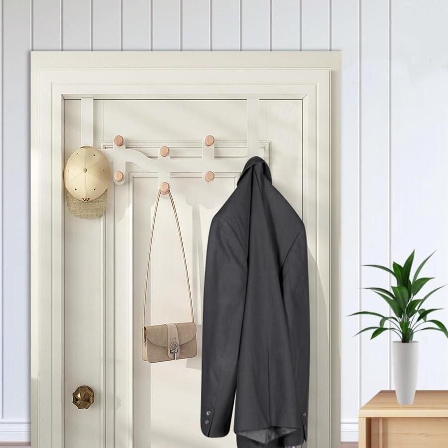 JGS Premium Metalen kapstok haken voor over de deur Zwart Set van 2