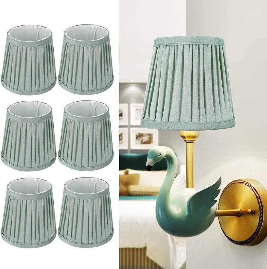 JGS Premium Moderne Groene Kandelaarhoezen Set van 6 Stoffen Lampenkappen voor Kandelaars Stijlvolle En Elegante Accessoires