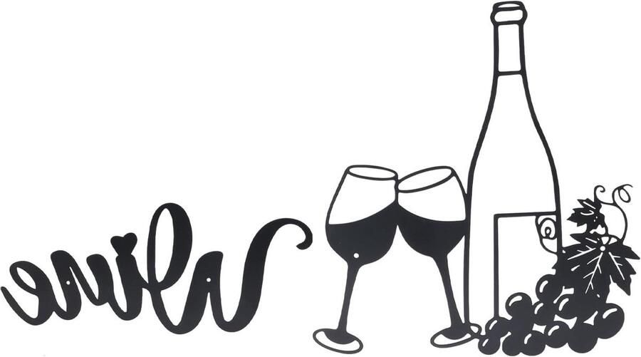 JGS Premium Moderne wanddecoratie met wijntinten voor woonkamer en keuken Uniek metalen kunstwerk voor muur met wijnthema Innovatieve decoratie met holle ijzeren elementen Stijlvolle wijnsignatuur voor bar Trendy wijndecoratie