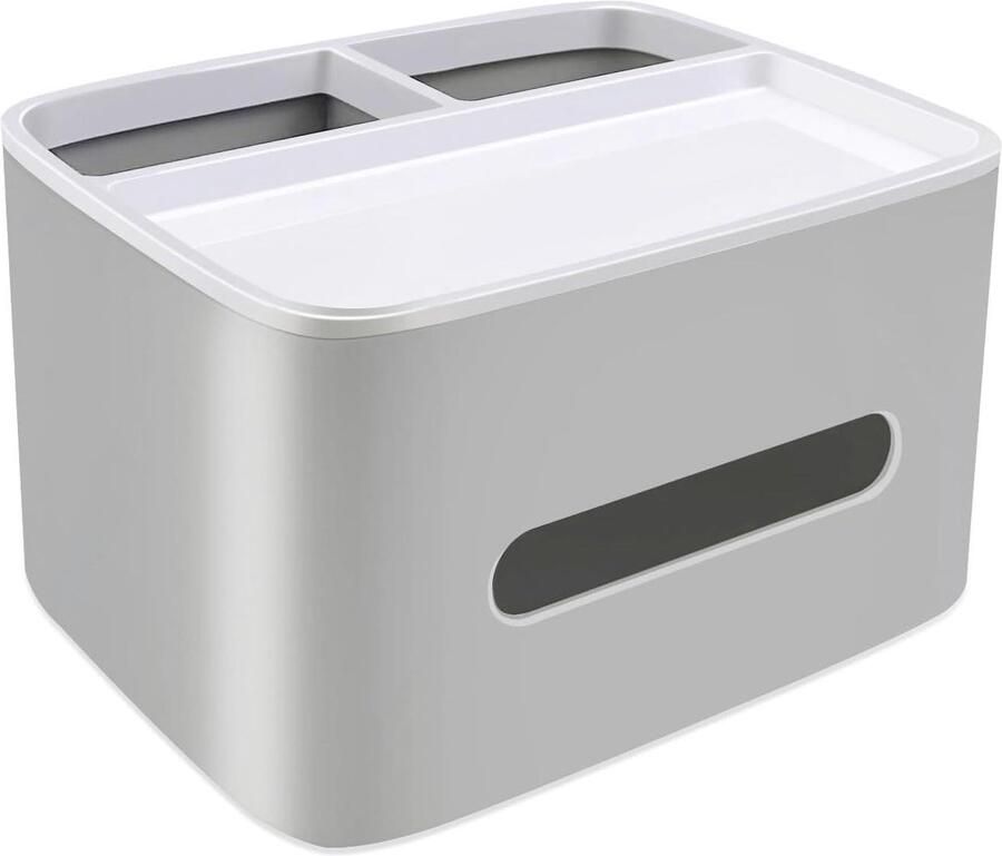 JGS Premium Multifunctionele hoes voor tissuedoos met opslag geschikt voor nachtkastje dressoir keuken tafelblad badkamer kantoortafel (grijs)
