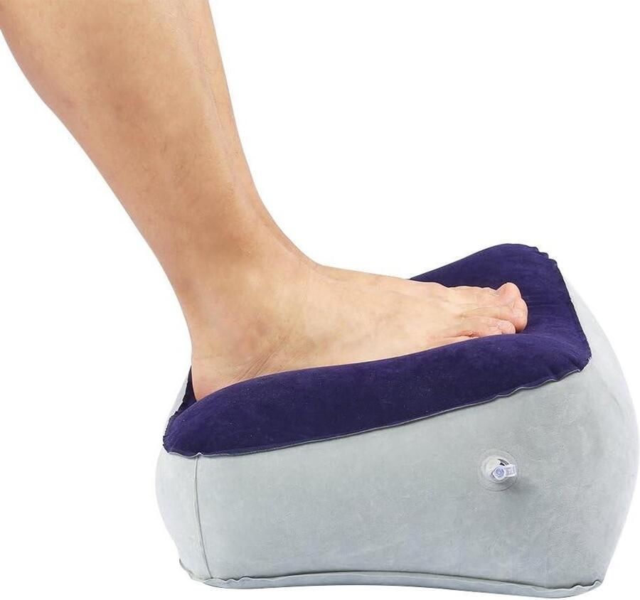 JGS Premium Opblaasbare voetensteun Luchtkussen met pomp voor kantoor huis en reizen Ontspannende voetenbank met kussentje