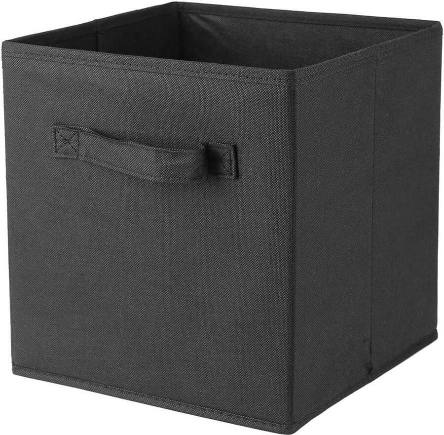 JGS Premium Opvouwbare stoffen opbergdoos 6 stuks Niet-geweven ladeboxen voor thuis of kantoor Opbergdoos voor speelgoed kleding en boeken 27 * 26 2 * 27 7 cm (Zwart)