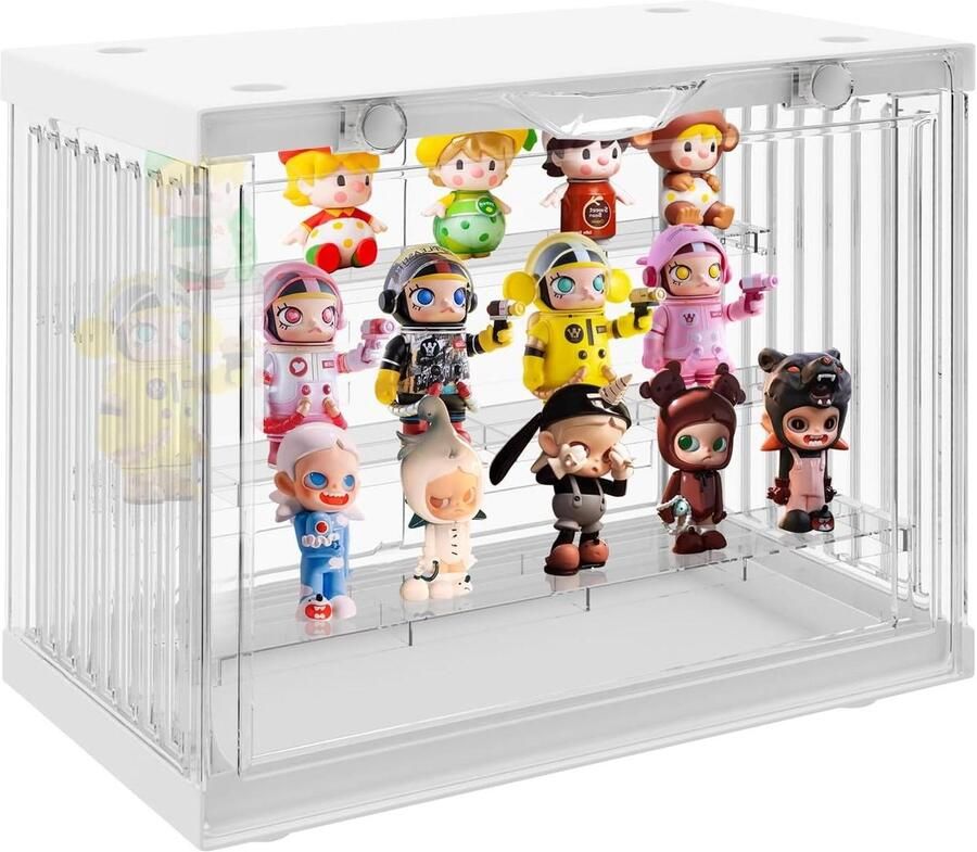 JGS Premium Plexiglas Displaybox Transparante Opbergdoos voor Actiefiguren en Modelauto's Stapelbare Displaystand Speelgoedopberger met Doorzichtig Plastic 75 karakters