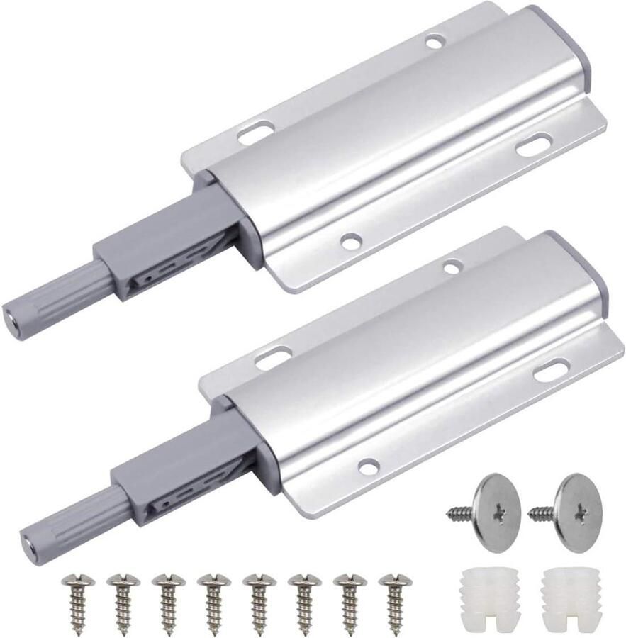JGS Premium Push to Open Magnetisch Sluitsysteem voor Kasten en Lades met Deursloten Set van 2 Stuks. Veilig Meubelvergrendelingssysteem