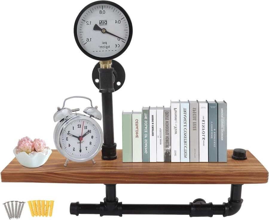 JGS Premium Retro Industriële Pijp Beugel Opslagdisplayrek DIY Zwevende Boekenplank Set voor Thuis of Kantoor Multifunctionele Opslag voor Badkamers Woonkamers en Keukens