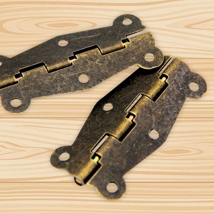 JGS Premium Retro Vlinderscharnieren Set van 12 Messing Mini-Scharnieren Retro Design Houten Doos Sieraden Box Kast DIY Accessoires