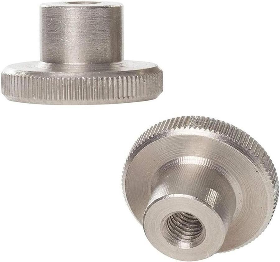 JGS Premium Roestvrijstalen Serrate duimmoeren Rond Knoppen 2 stuks