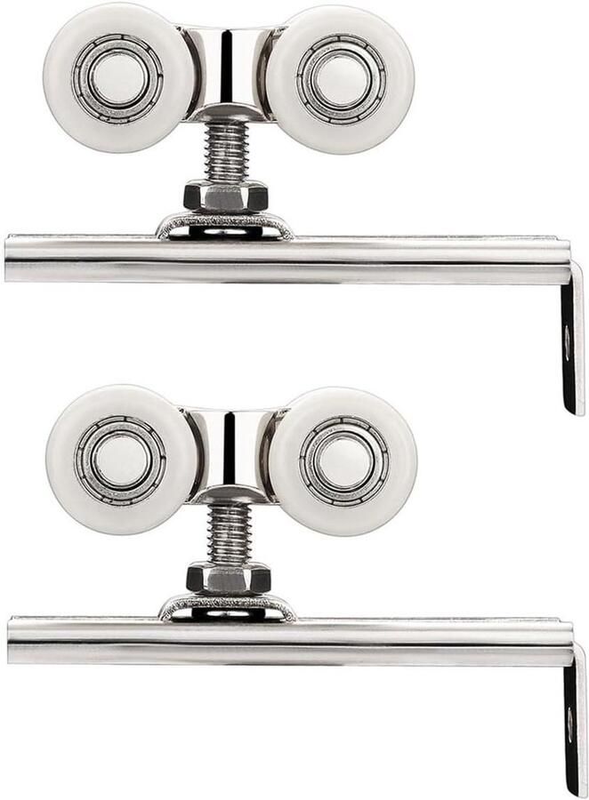 JGS Premium Schuifdeurroller 4 wielen Houten deur Schuifdeurbeslag voor Kledingkast Badkamer 2 stuks