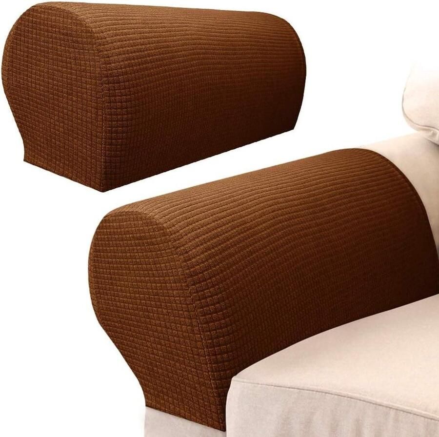 JGS Premium Set van 2 Armleuninghoezen voor Meubelbescherming Elastische Stoelleuningbeschermers Afneembare Armleuningbeschermers in Lichtbruin Stoel Accessoires Hoes voor Armleuningen