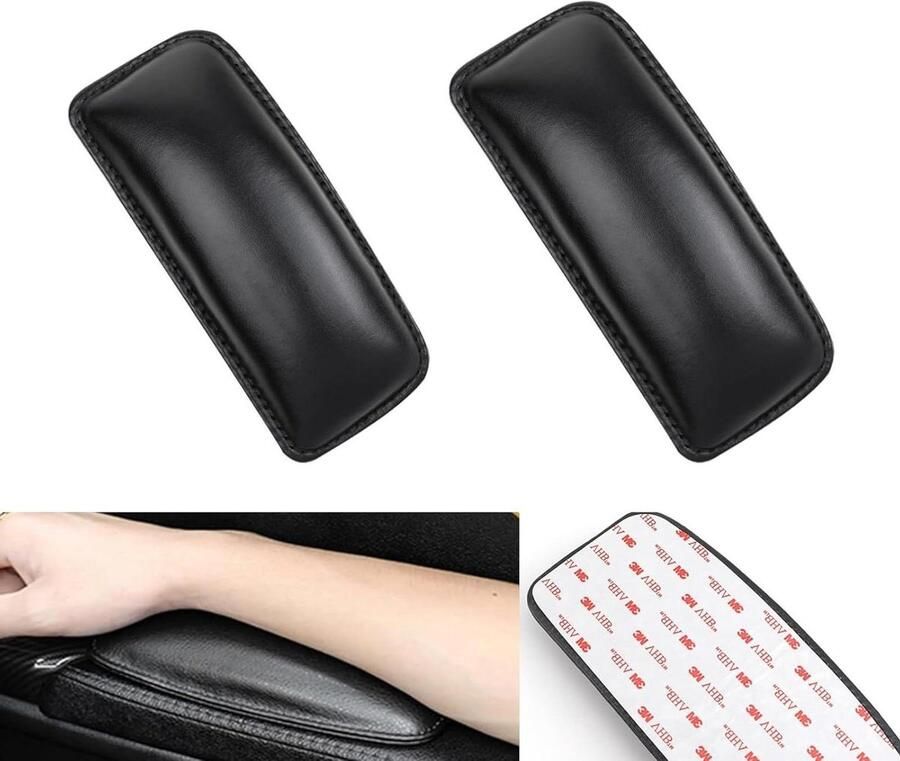JGS Premium Set van 2 zelfklevende armleuning bekledingen voor auto Autodeur armleuning elleboogsteun Auto armleuningkussen Kniekussen van leer Kniebeschermer auto Linker armleuning Beenkussen auto Comfortabel en duurzaam